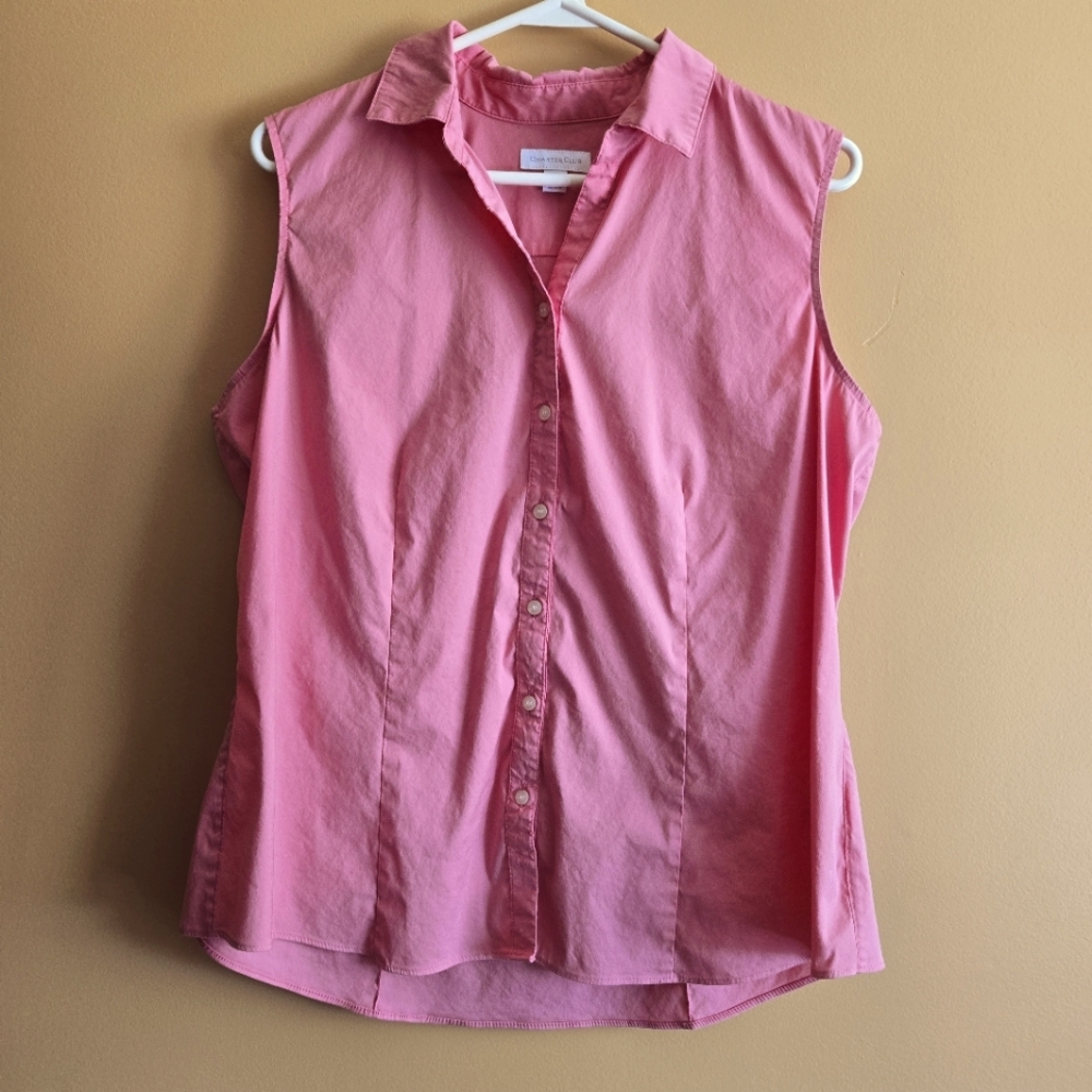 Charter Club Pink Sleeveless Button Top, 14